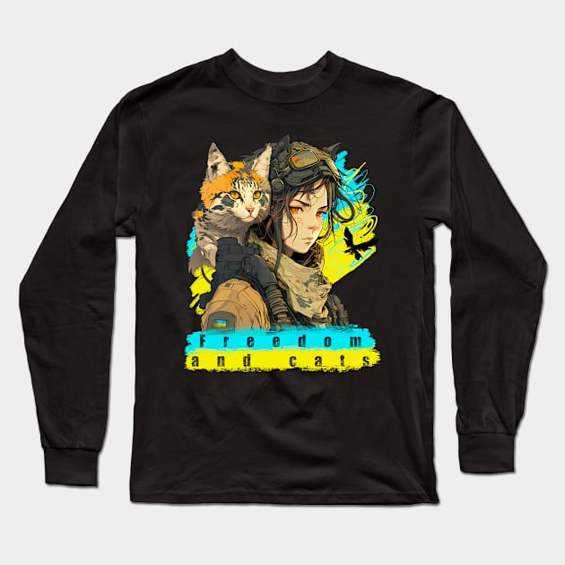 Freedom and cats Long Sleeve T-Shirt by NemfisArt